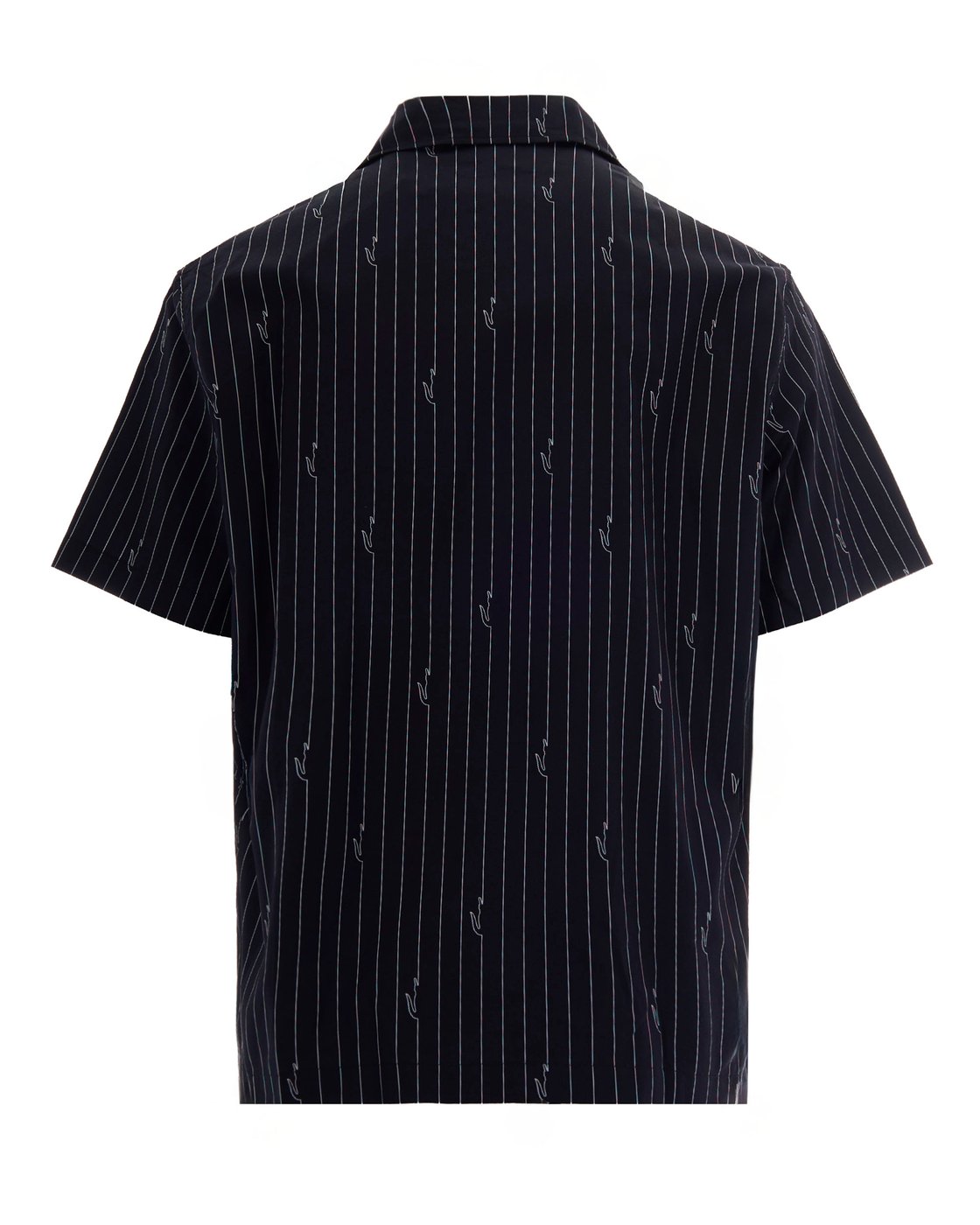 Boxy Black Twill Shirt with Crocodile Print