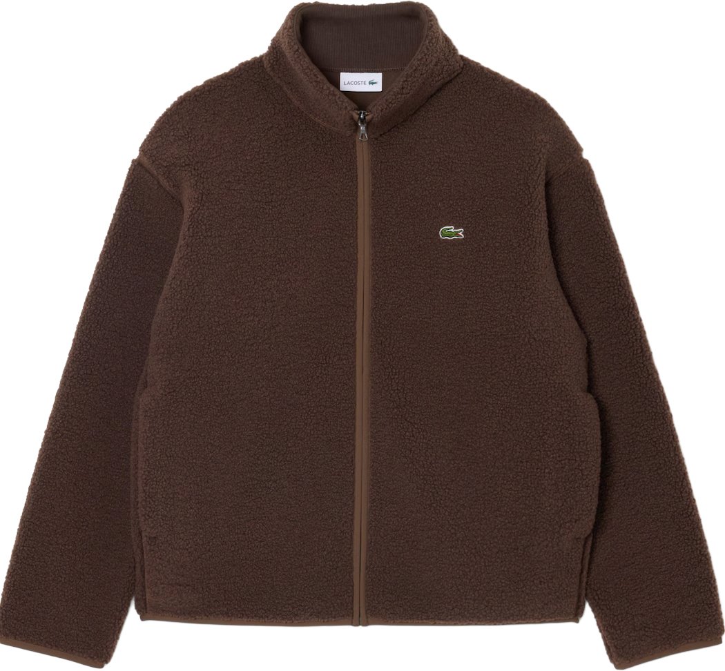 sherpajacket met hoge hals bruin
