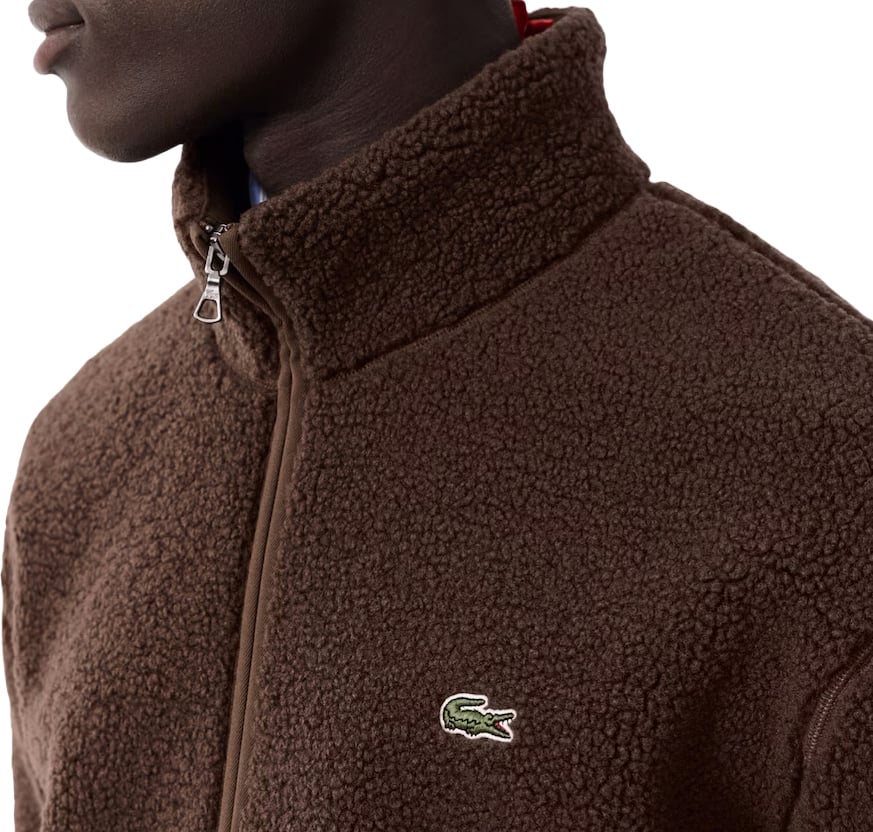 sherpajacket met hoge hals bruin