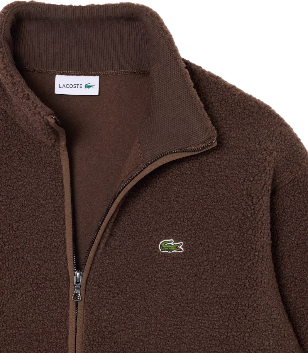 sherpajacket met hoge hals bruin