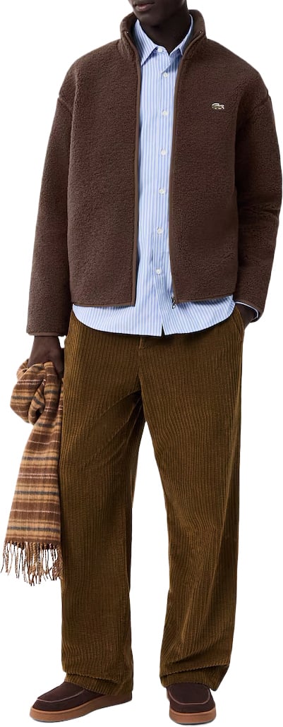 sherpajacket met hoge hals bruin
