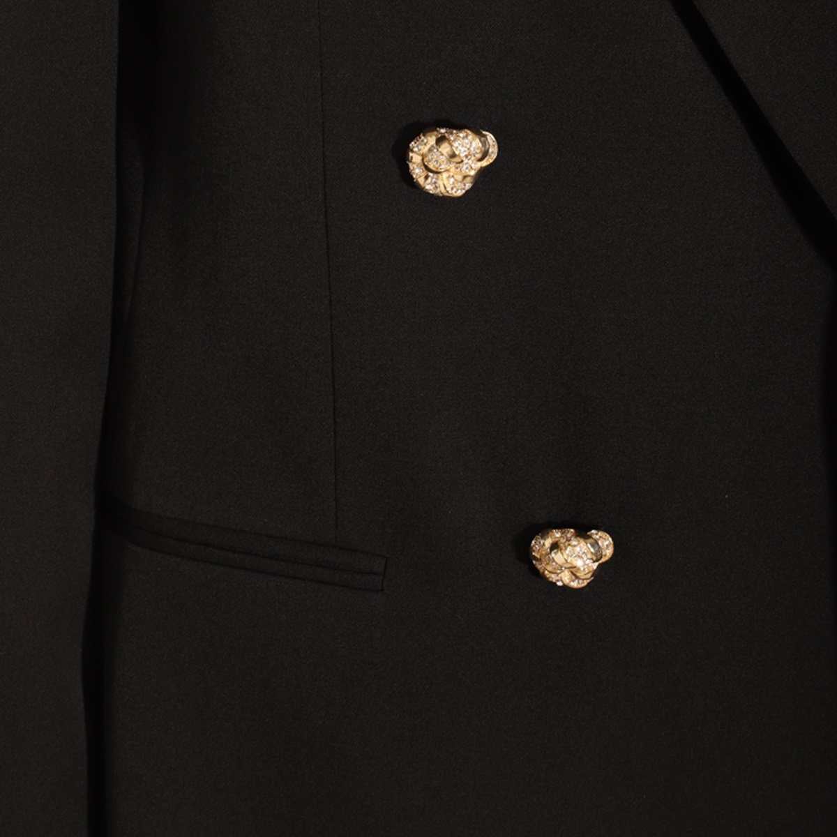 Black Wool Double Breasted Blazer