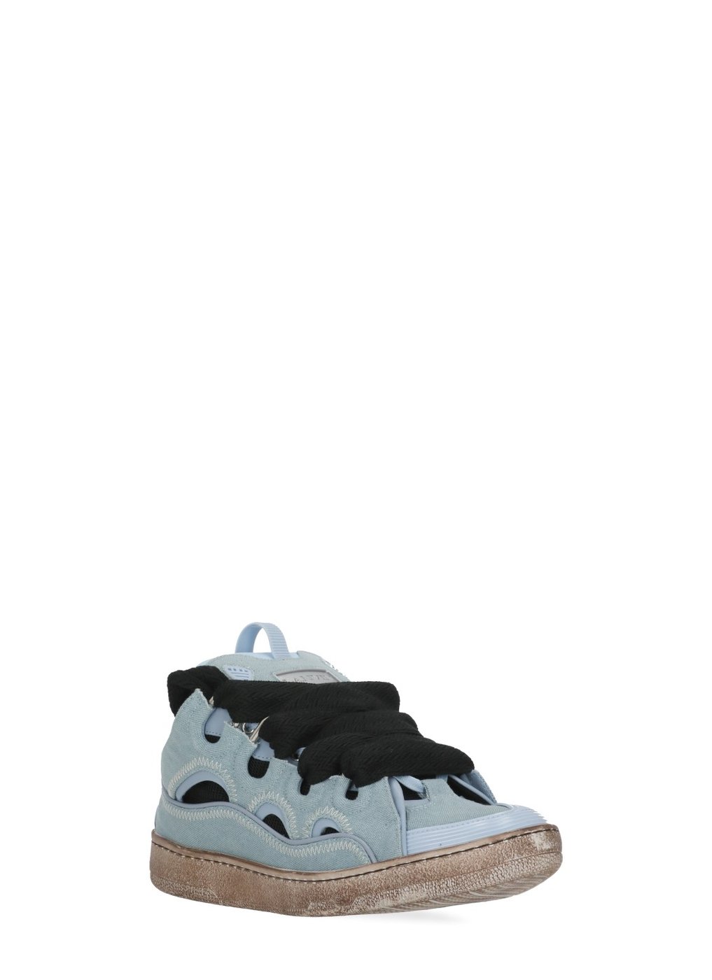 Sky Blue Curb Leather-Blend Sneakers
