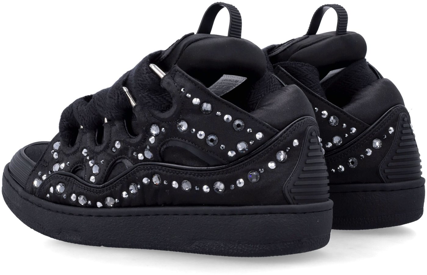 Curb Sneakers Satin Strass Nero