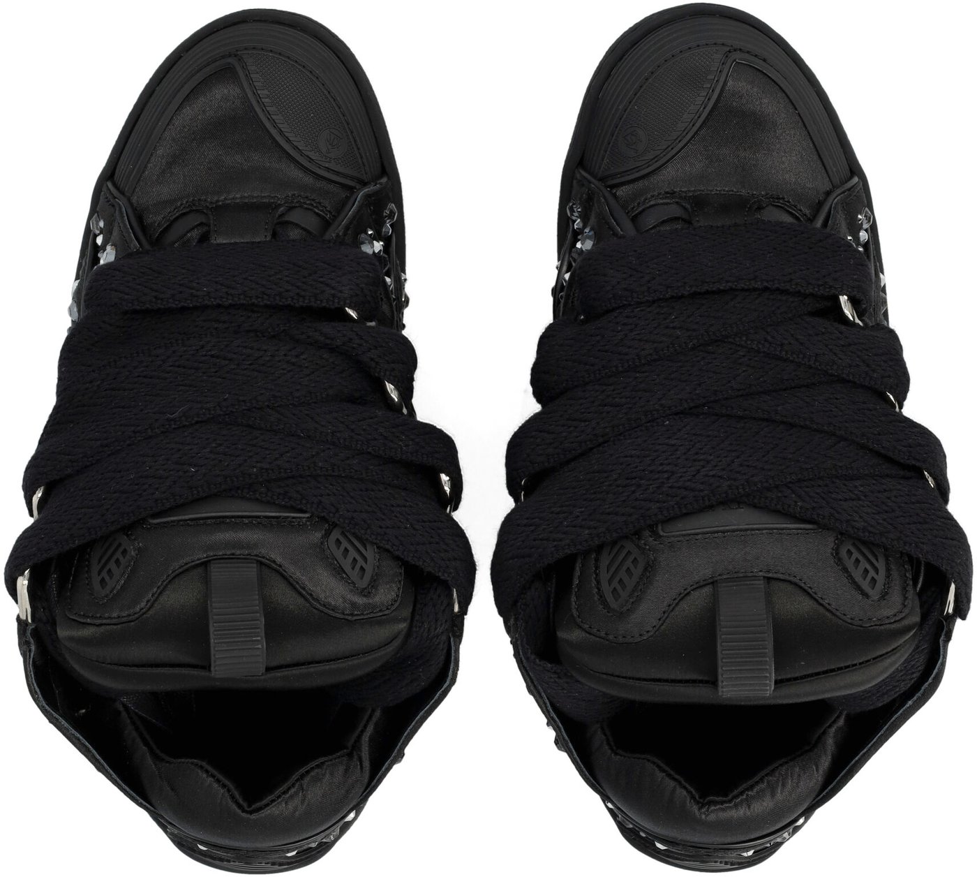 Curb Sneakers Satin Strass Nero