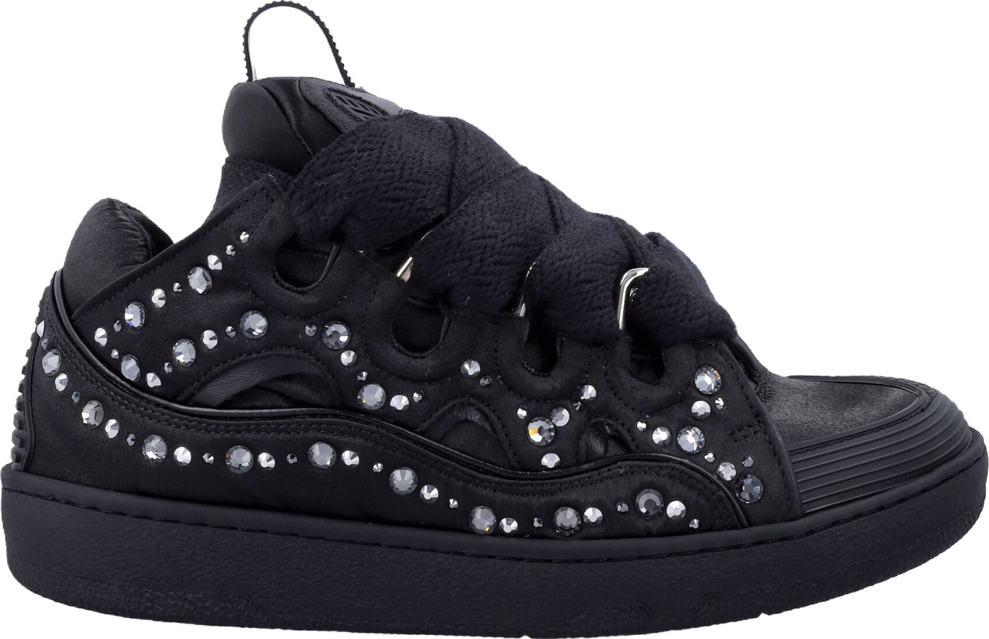 Curb Sneakers Satin Strass Nero