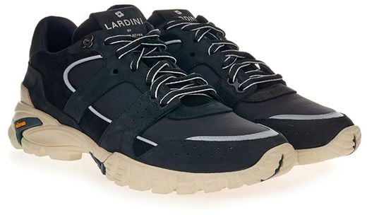 Lardini Black Suede Leather Athletic Sneakers