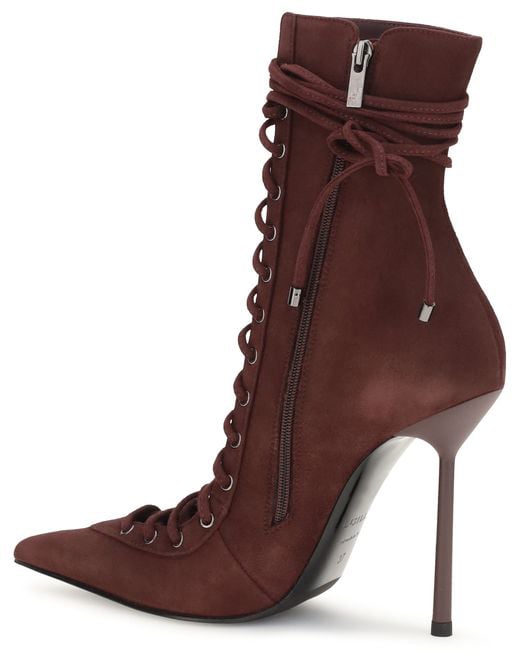 LE SILLA Bordeaux Calf Leather Bos Taurus Lace-Up Boots