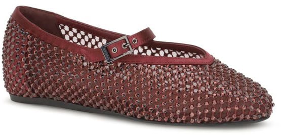 LE SILLA Bordeaux Calf Leather Bos Taurus Ballet Flats