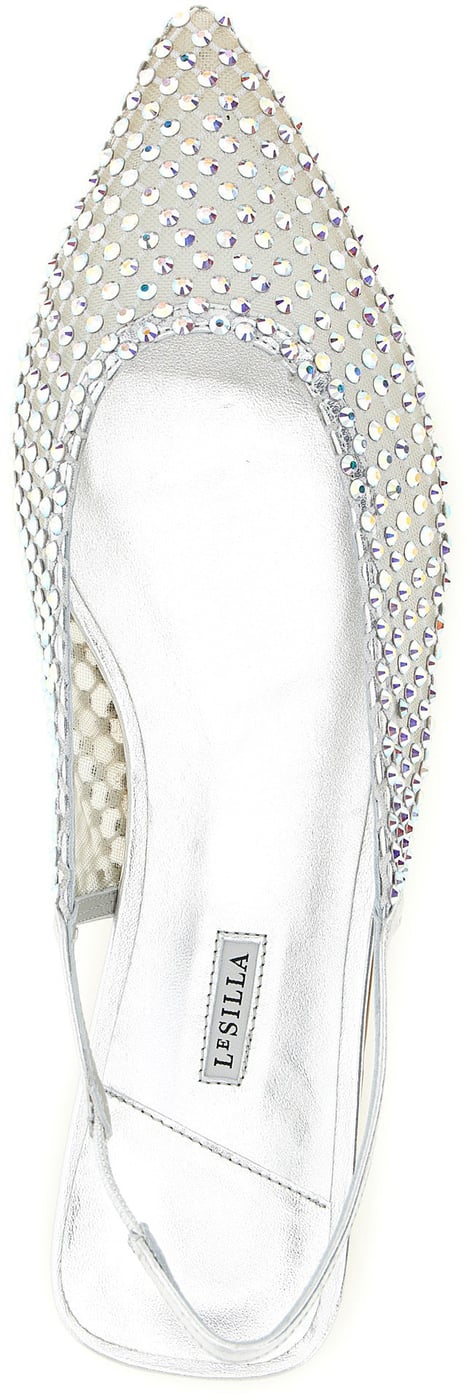 LE SILLA Silver Polyester Ballet Flats