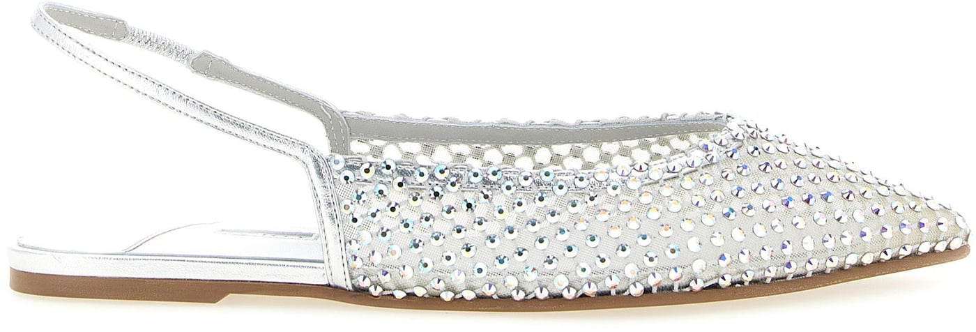 LE SILLA Silver Polyester Ballet Flats