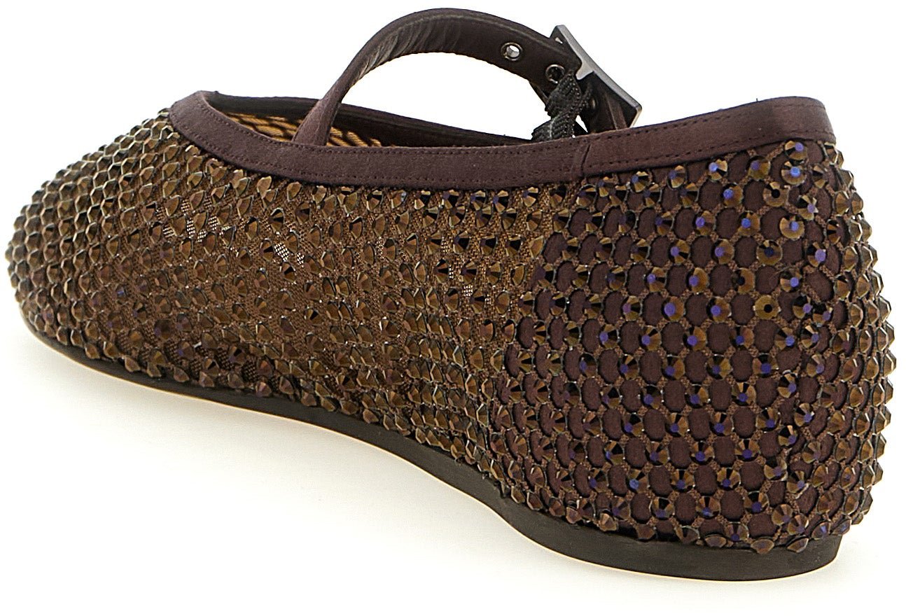 LE SILLA Brown Polyamide Ballet Flats