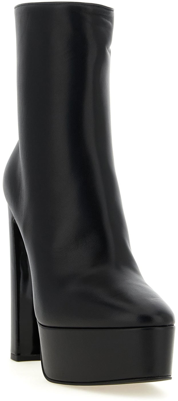 LE SILLA Black Lamb Leather Ankle Boots