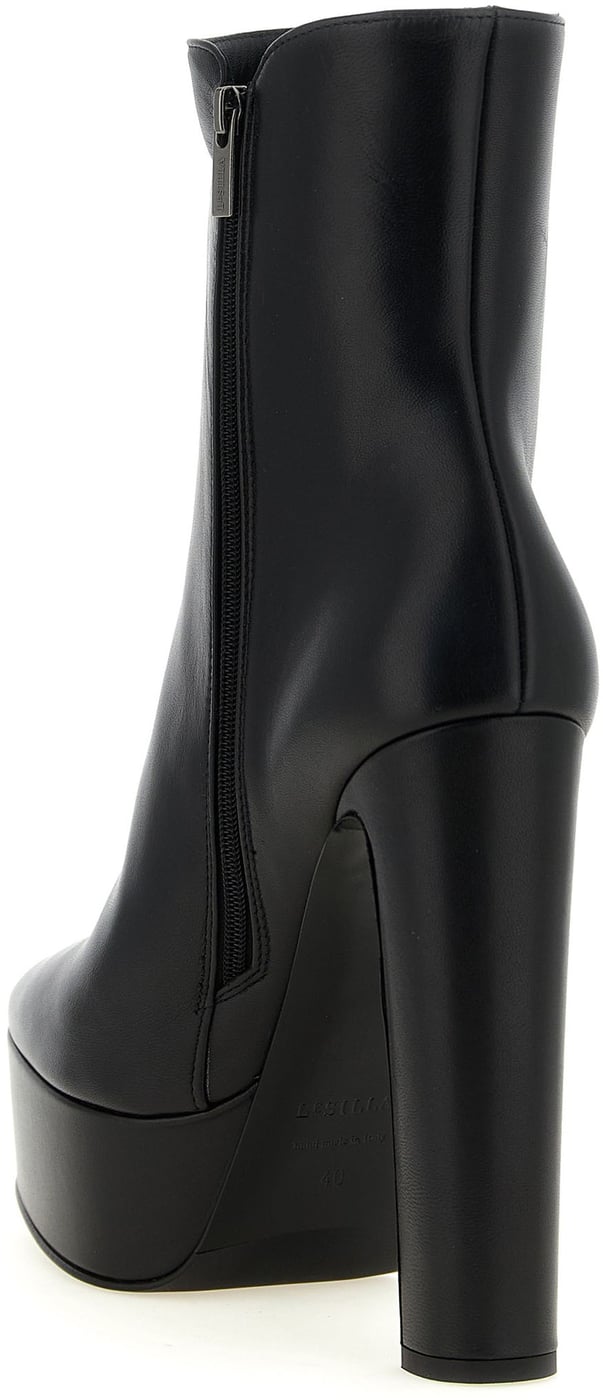 LE SILLA Black Lamb Leather Ankle Boots