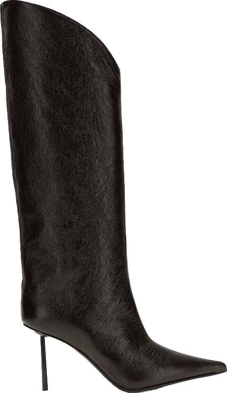 LE SILLA Black Calf Leather Bos Taurus High Heel Boots