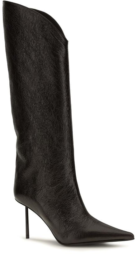 LE SILLA Black Calf Leather Bos Taurus High Heel Boots