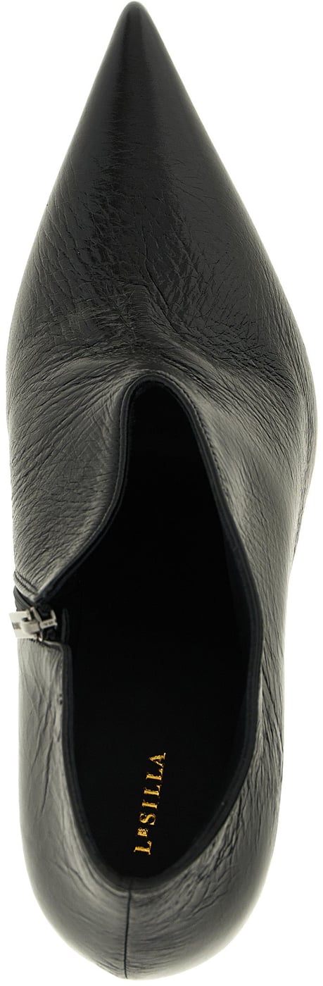 LE SILLA Black Nubuc Leather Ankle Boots