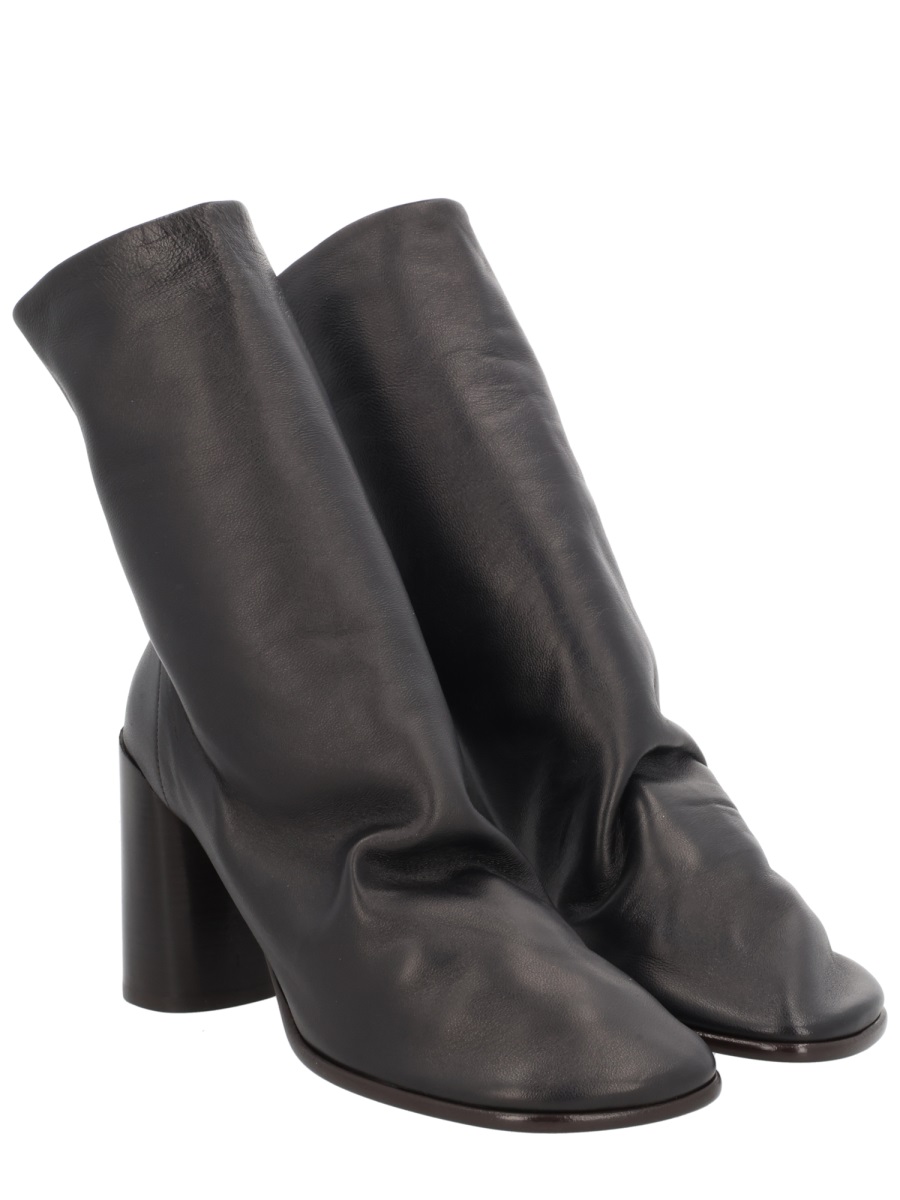 Glove Black Square Toe Zip Leather Boots