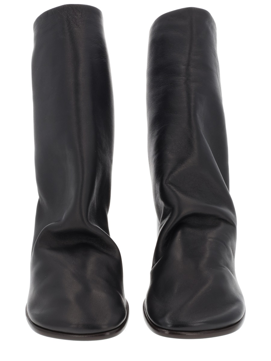 Glove Black Square Toe Zip Leather Boots