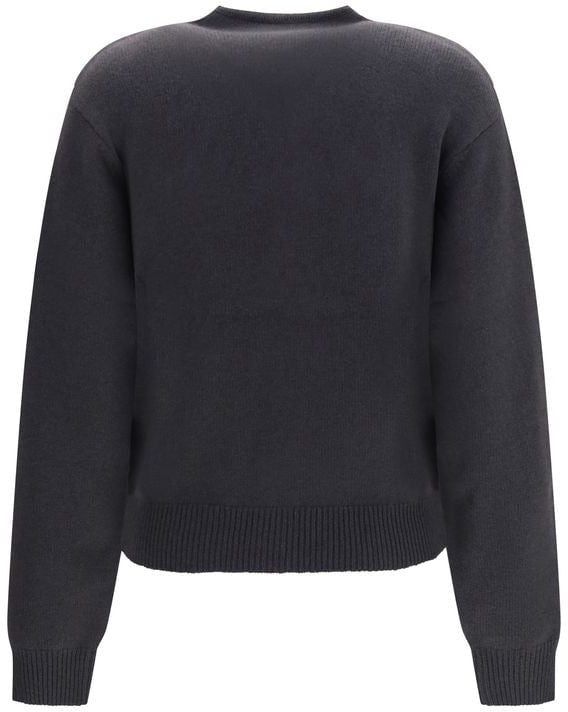 Charcoal Buttoned Cropped Cashmere Cardigan
