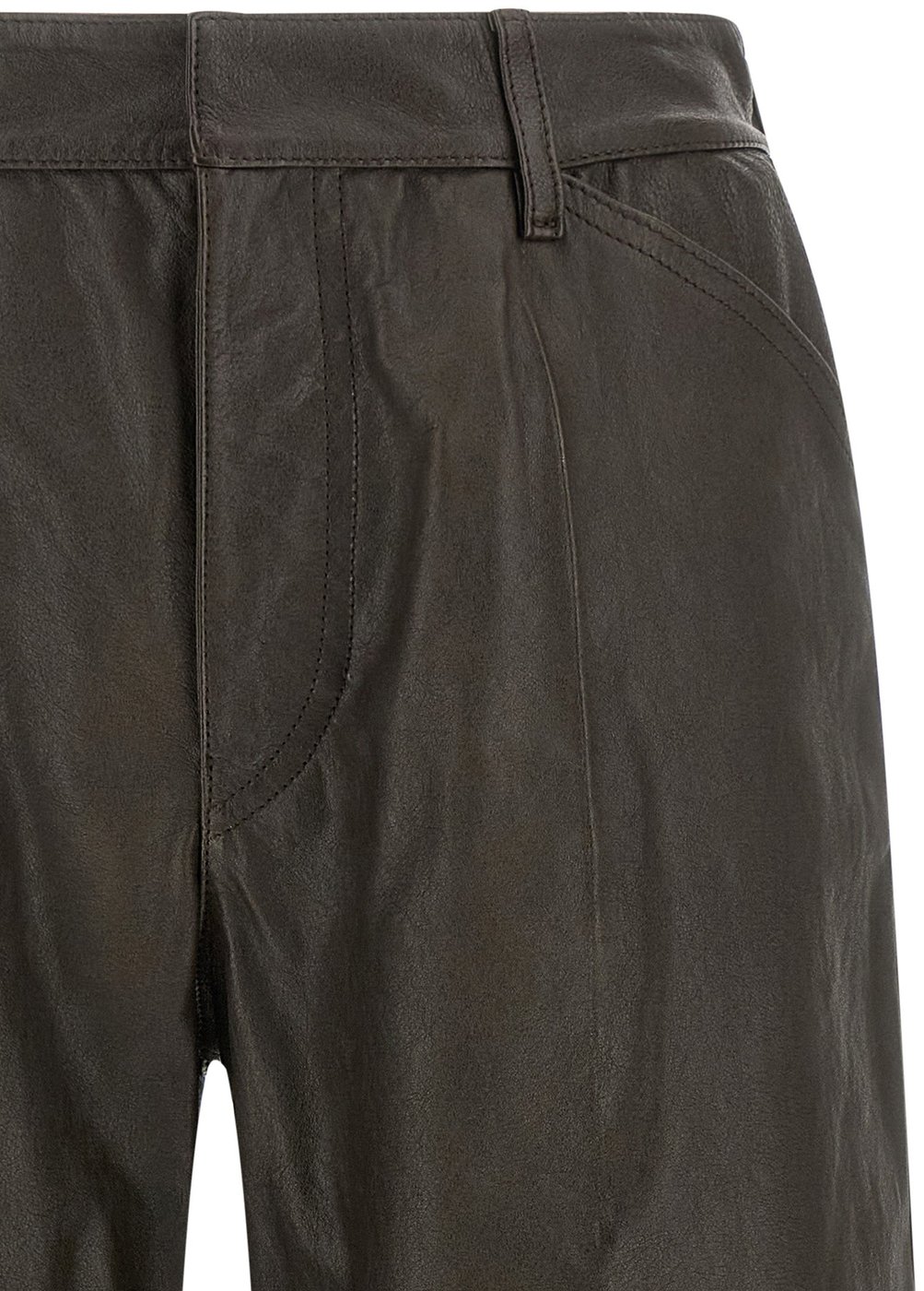Lemaire Brown Calfskin Bermuda Shorts
