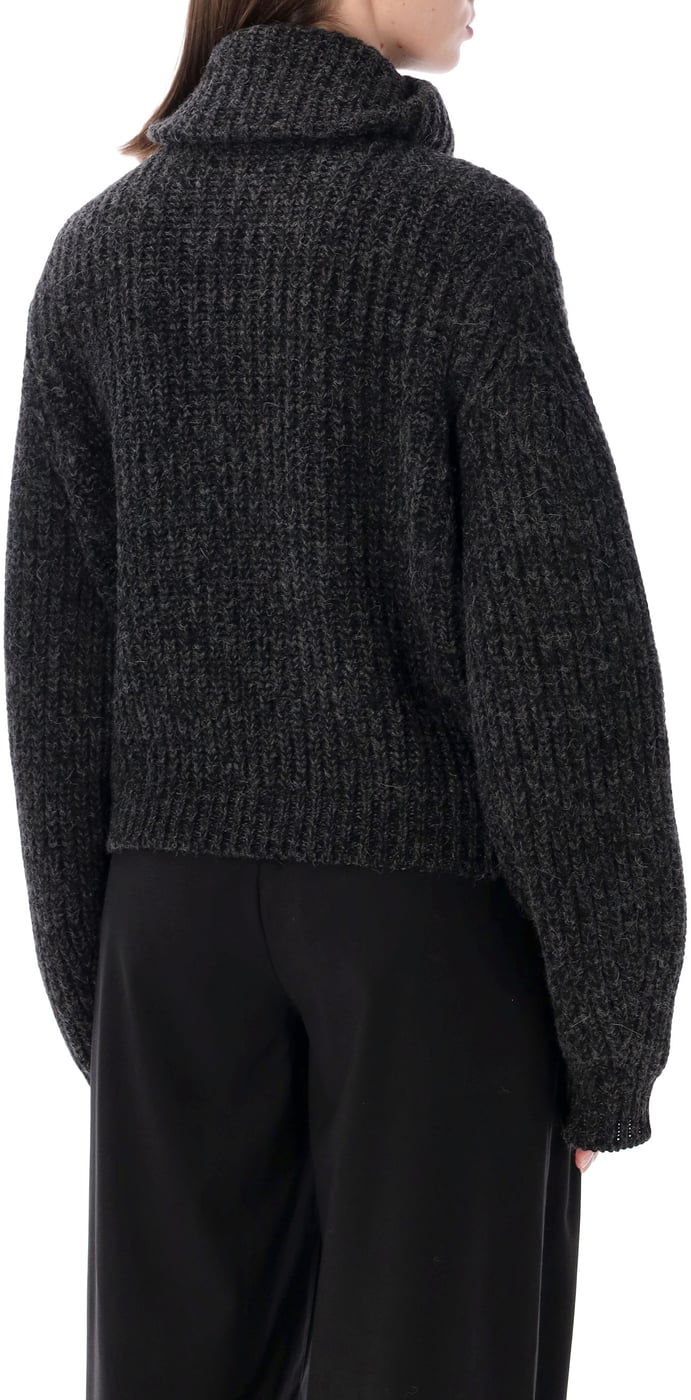 Zipped Cardigan Black / Mink Brown