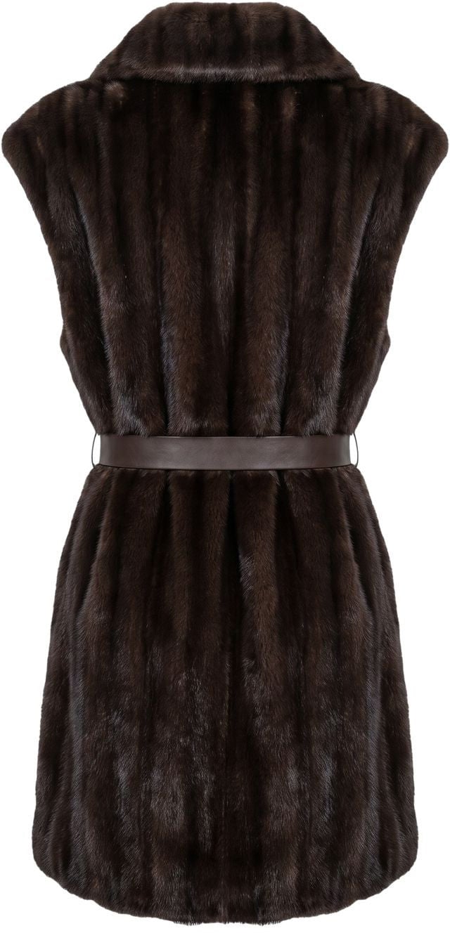 Faux fur gilet with waist belt