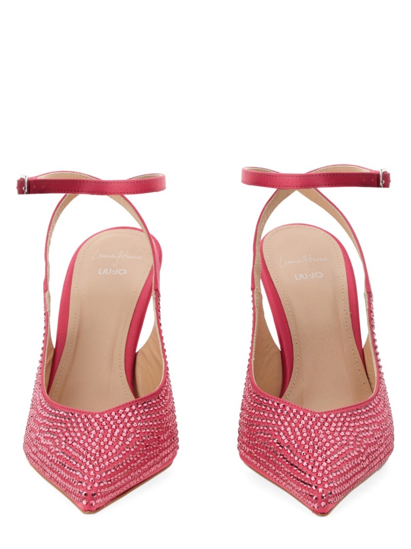 Pointed Toe Satin Slingback Heels