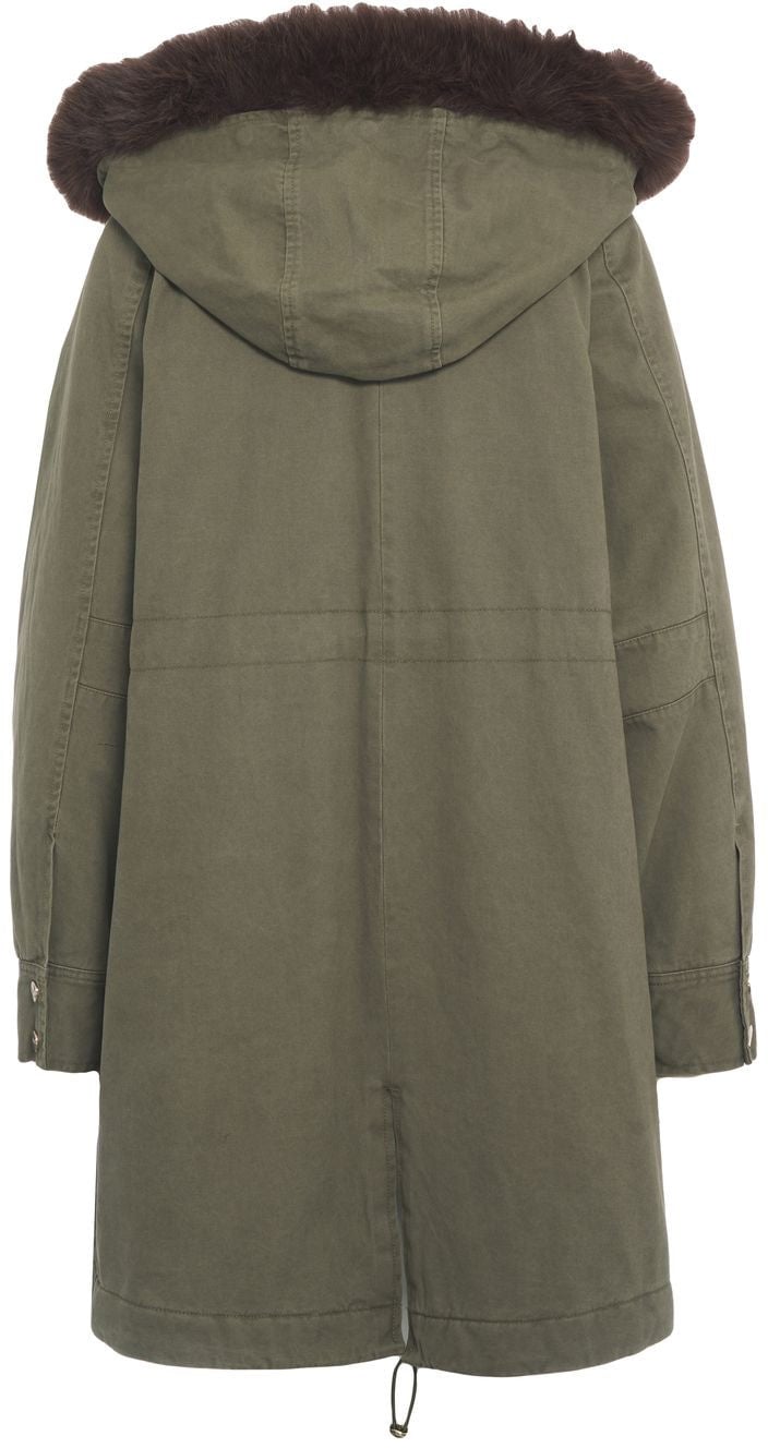 Parka with faux fur trim
