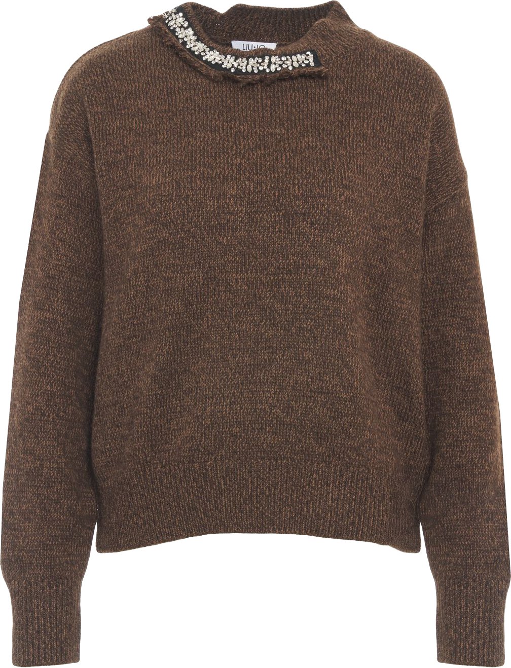 Sweater with rhinestone application