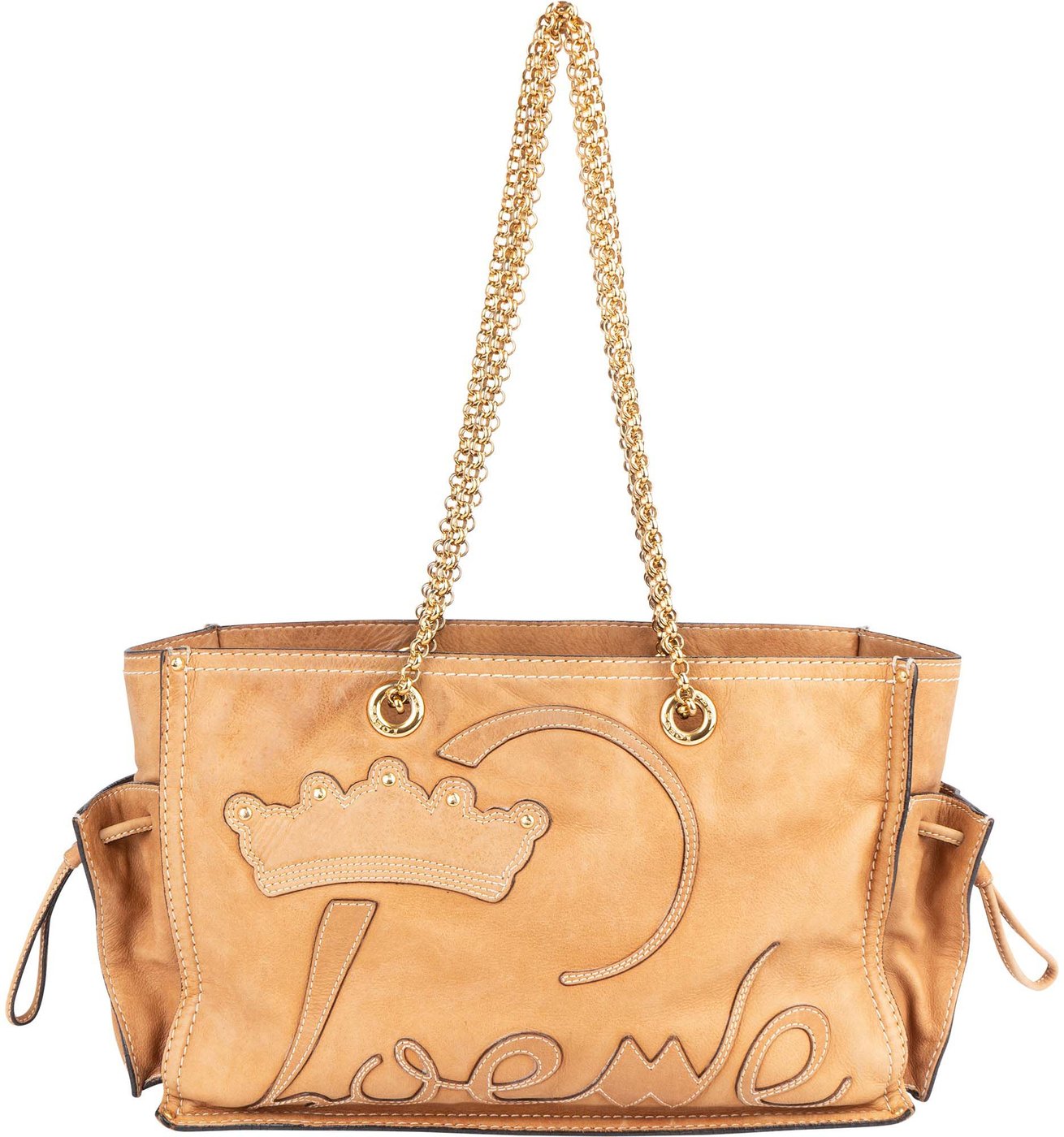 Loewe Leather Crowns Tote Chain Crossbody Bag