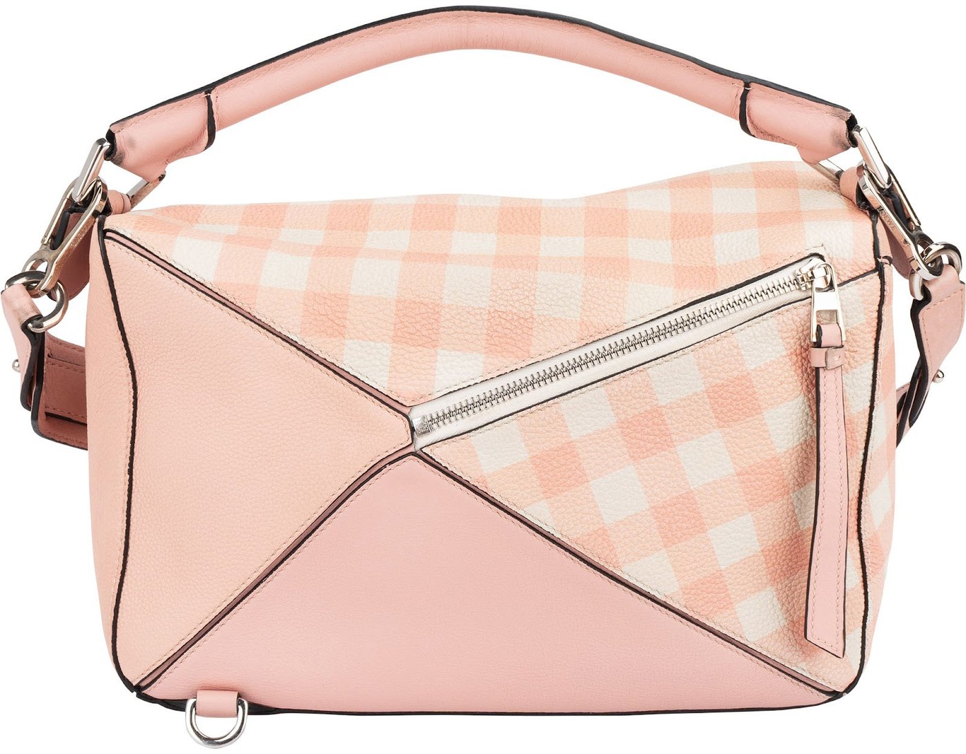 Loewe Leather Gingham Salmon Puzzle Handbag