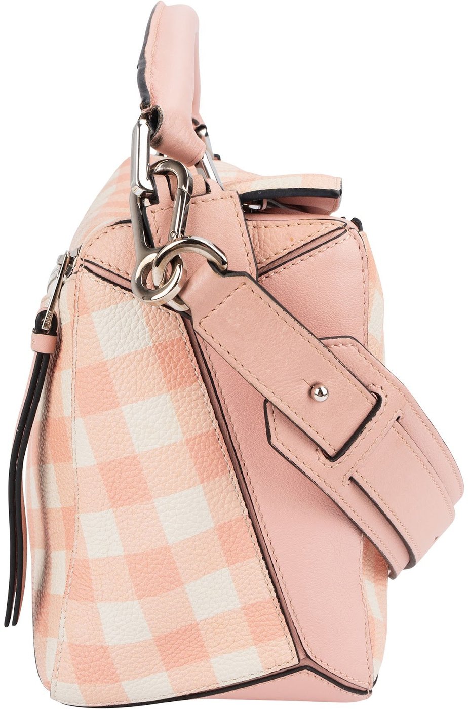 Loewe Leather Gingham Salmon Puzzle Handbag