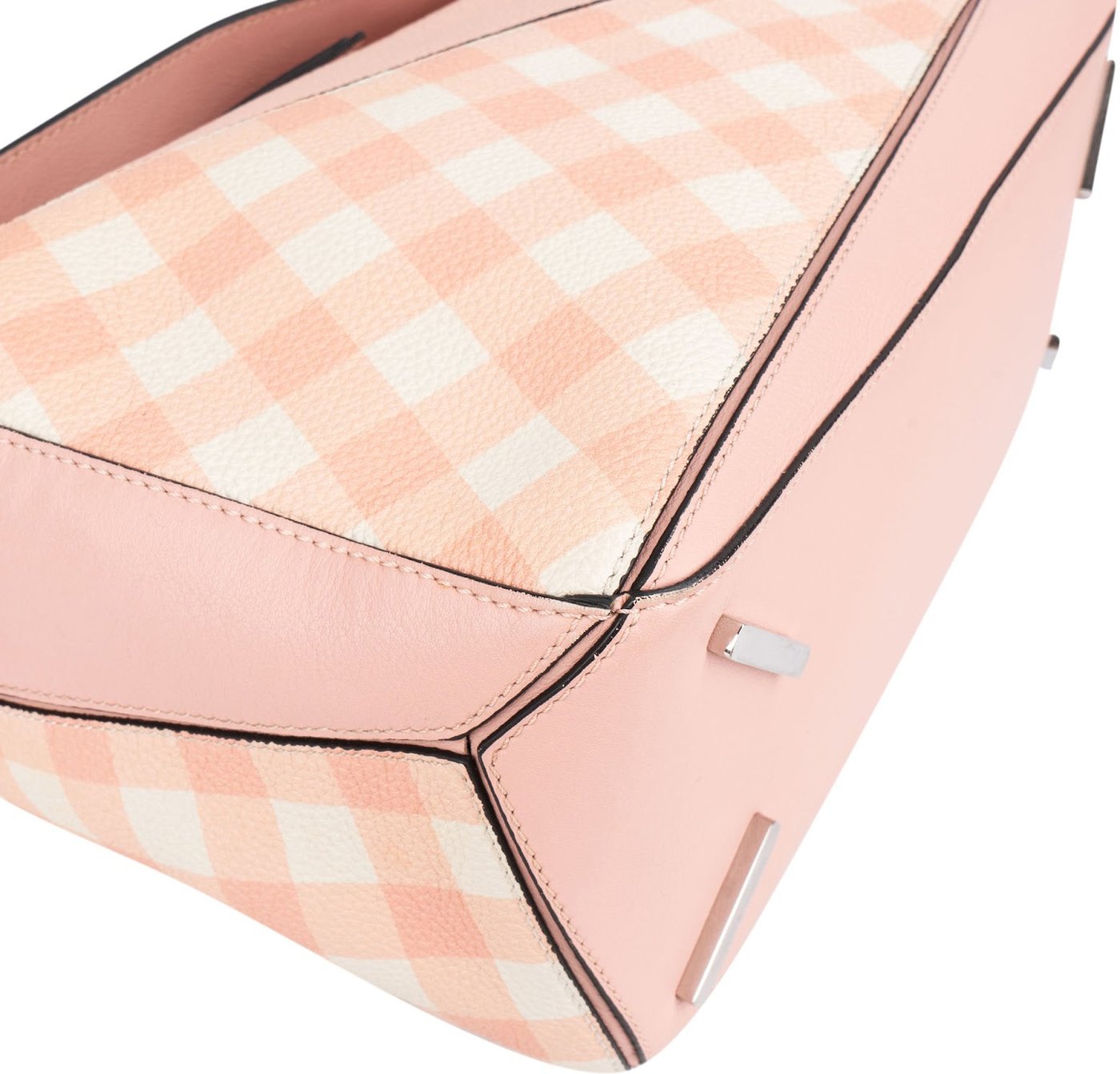 Loewe Leather Gingham Salmon Puzzle Handbag