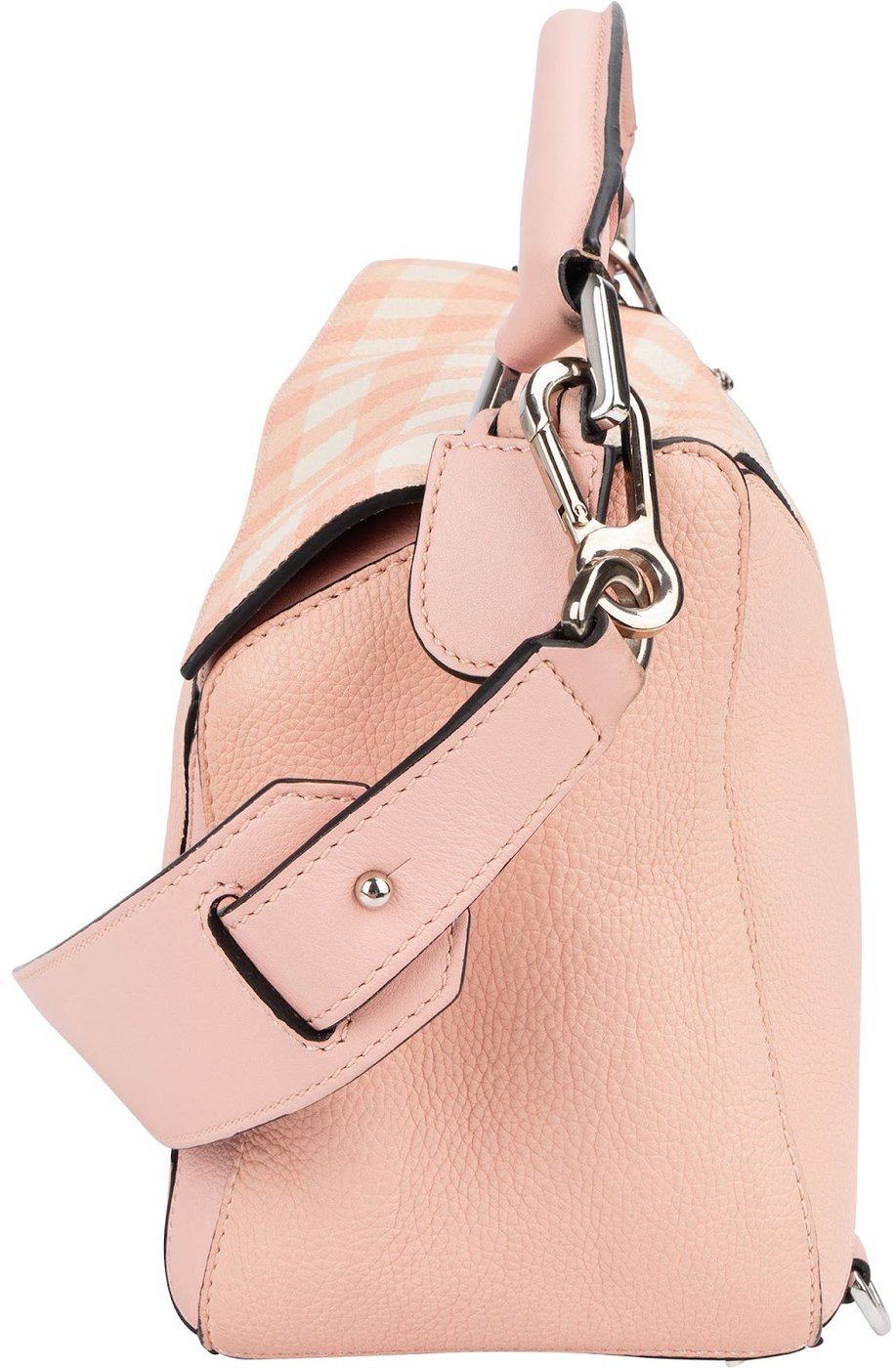 Loewe Leather Gingham Salmon Puzzle Handbag