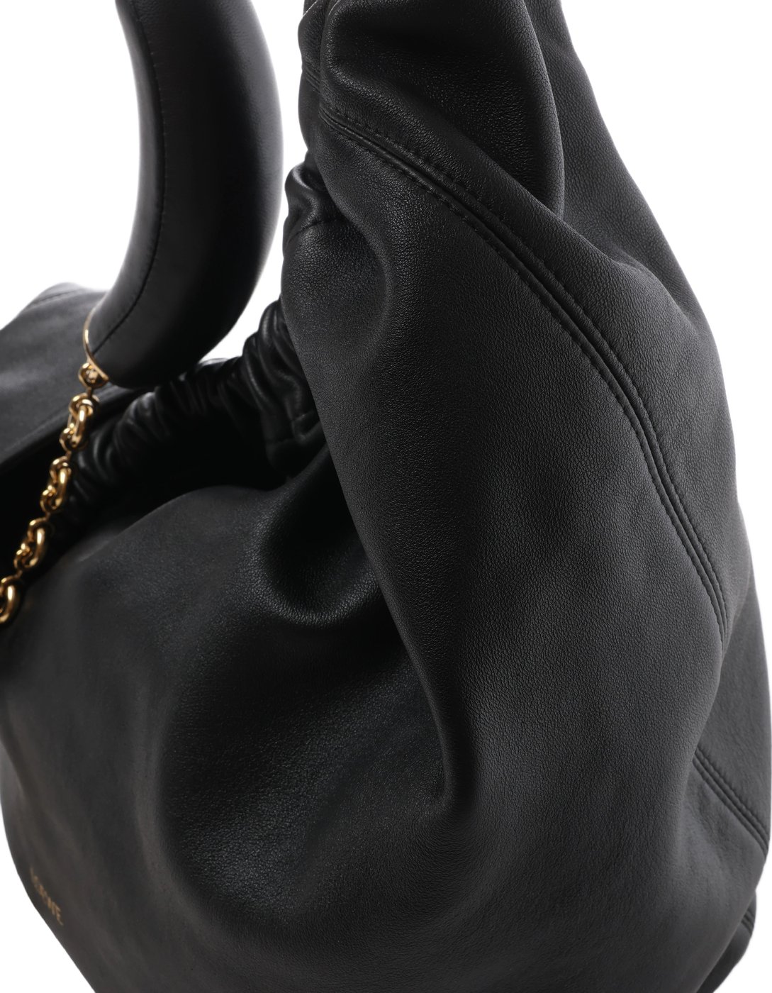 Loewe Squishy Bag Leather Chain Shoulder Bag in Black