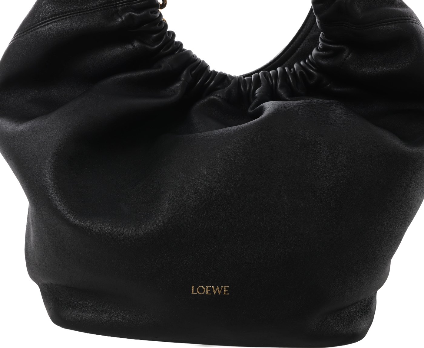 Loewe Squishy Bag Leather Chain Shoulder Bag in Black
