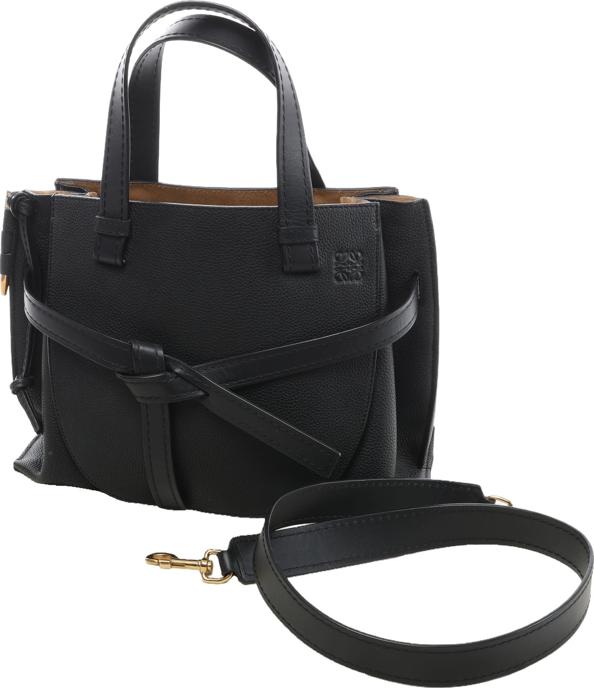 Loewe Gate Top Handle Leather 2Way Handbag in Black
