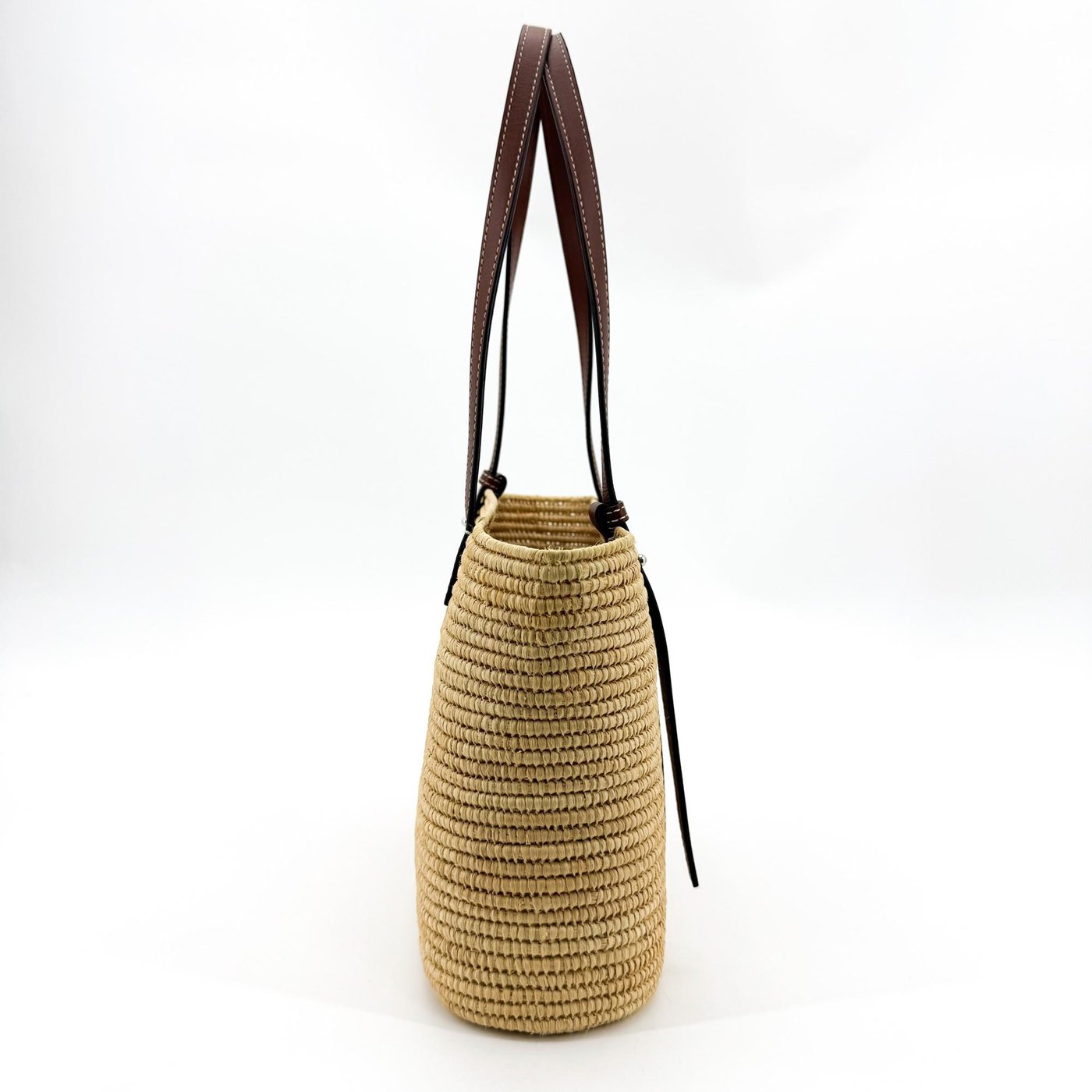 Loewe Square Basket Woven Raffia and Leather Mini