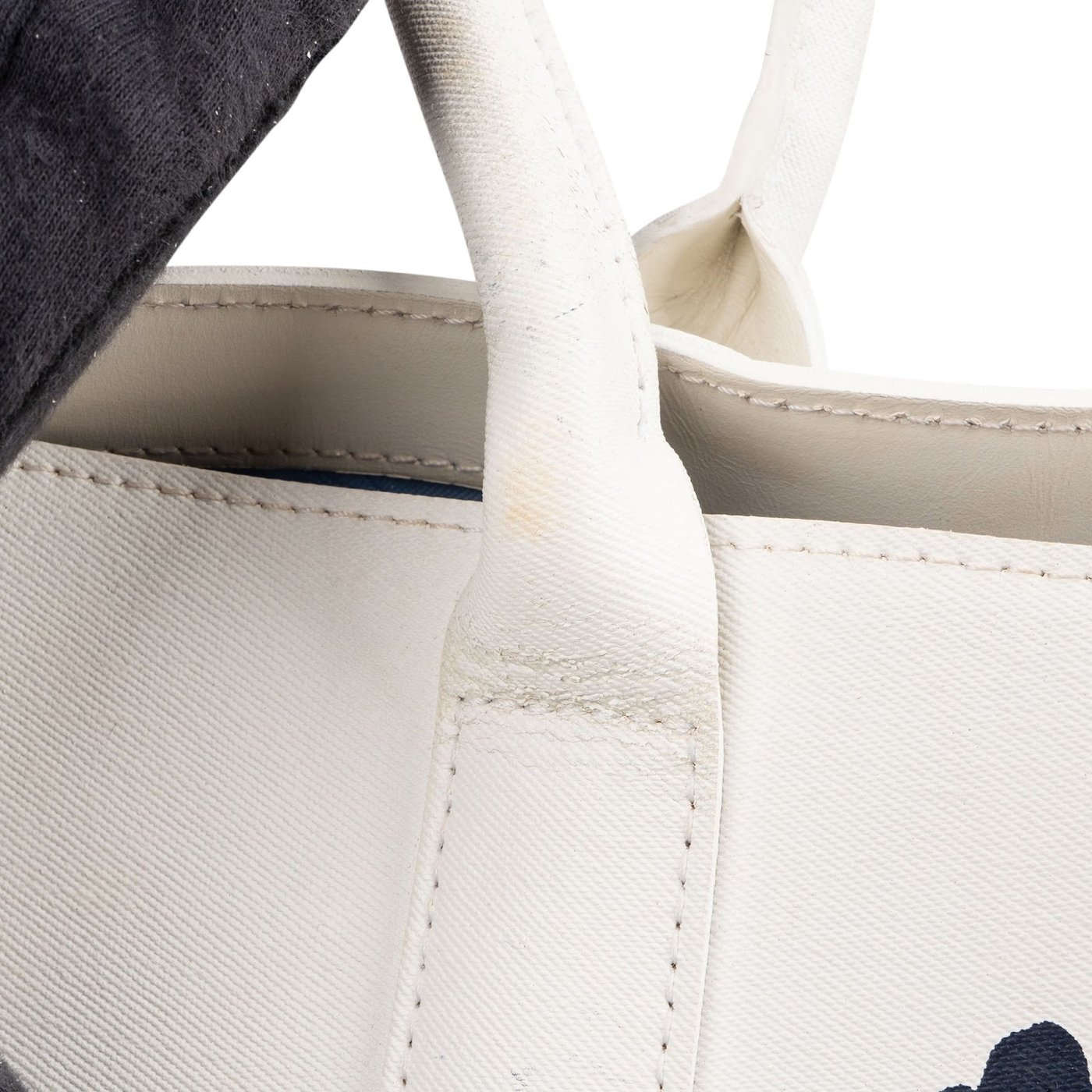 Longchamp White Canvas Blue Embroidered Roseau Sakura Shoulder Bag
