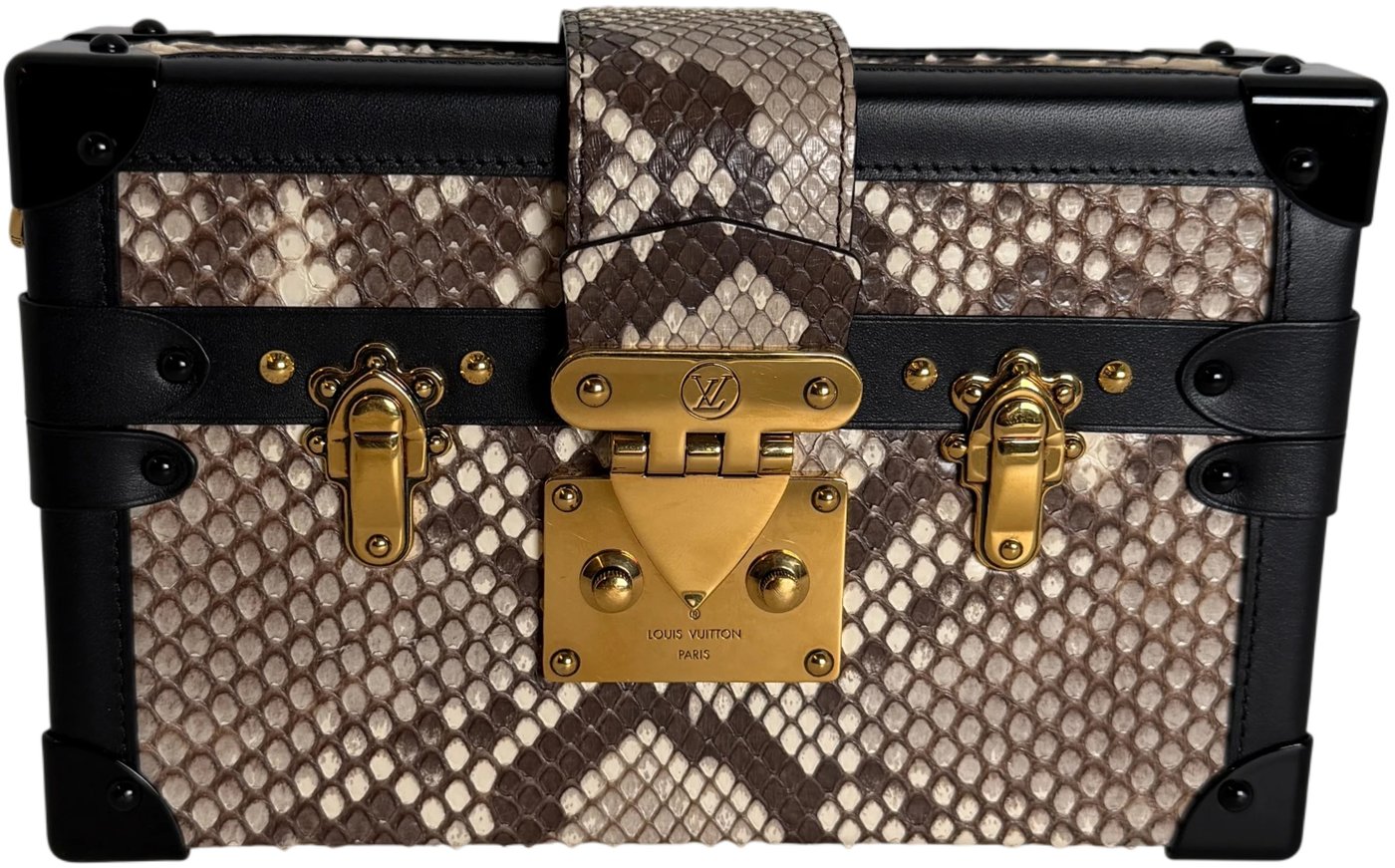 Louis Vuitton Petite Malle Python Natural Black Gold with CITES