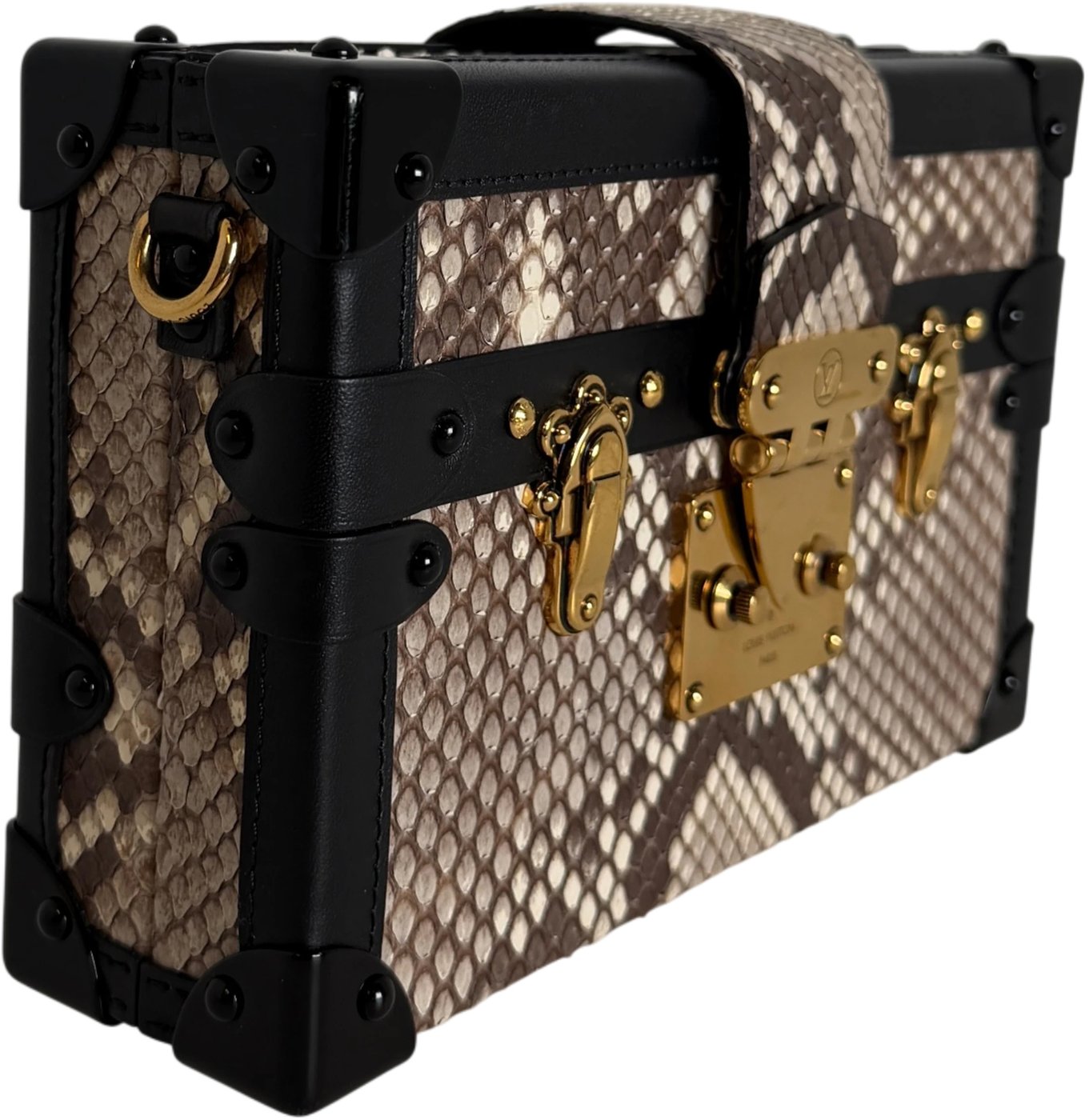 Louis Vuitton Petite Malle Python Natural Black Gold with CITES