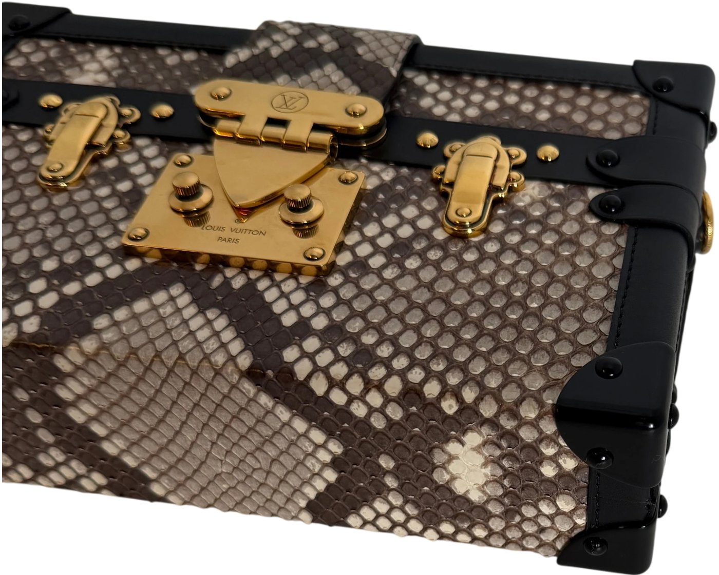 Louis Vuitton Petite Malle Python Natural Black Gold with CITES