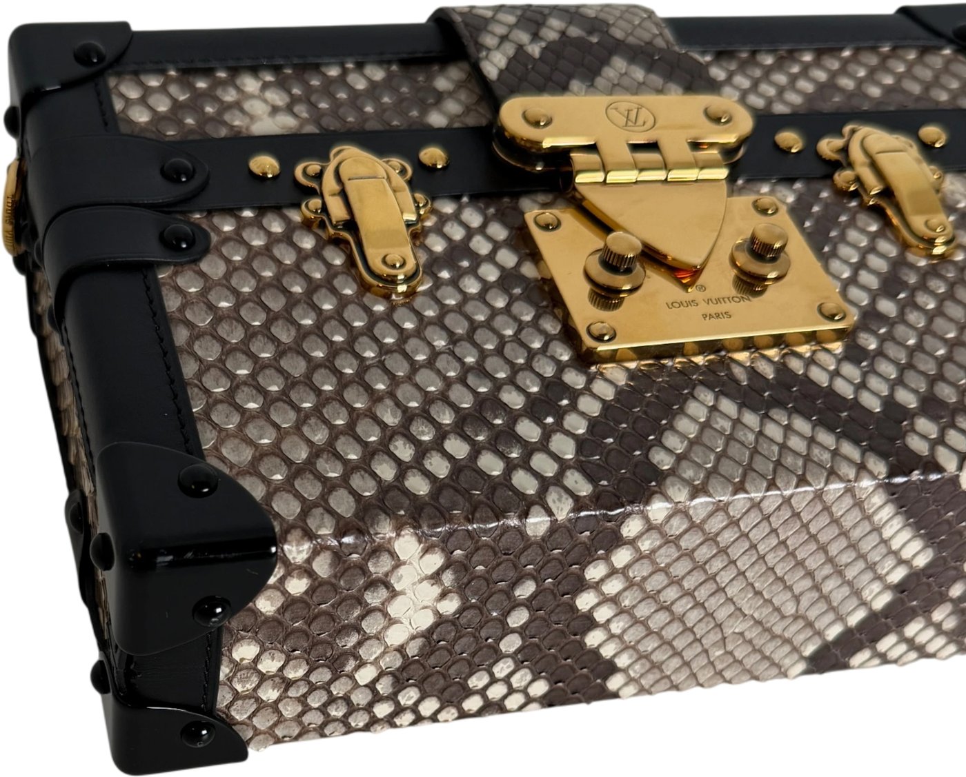 Louis Vuitton Petite Malle Python Natural Black Gold with CITES