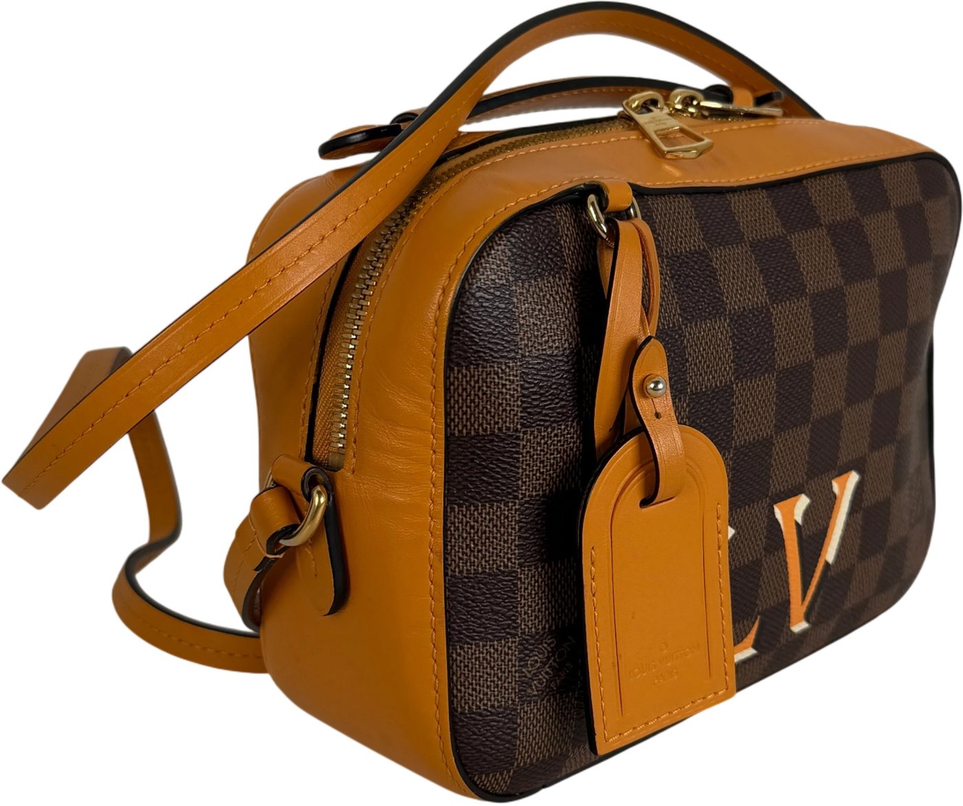 Louis Vuitton Santa Monica Damier Ebène Canvas Safran Orange Gold