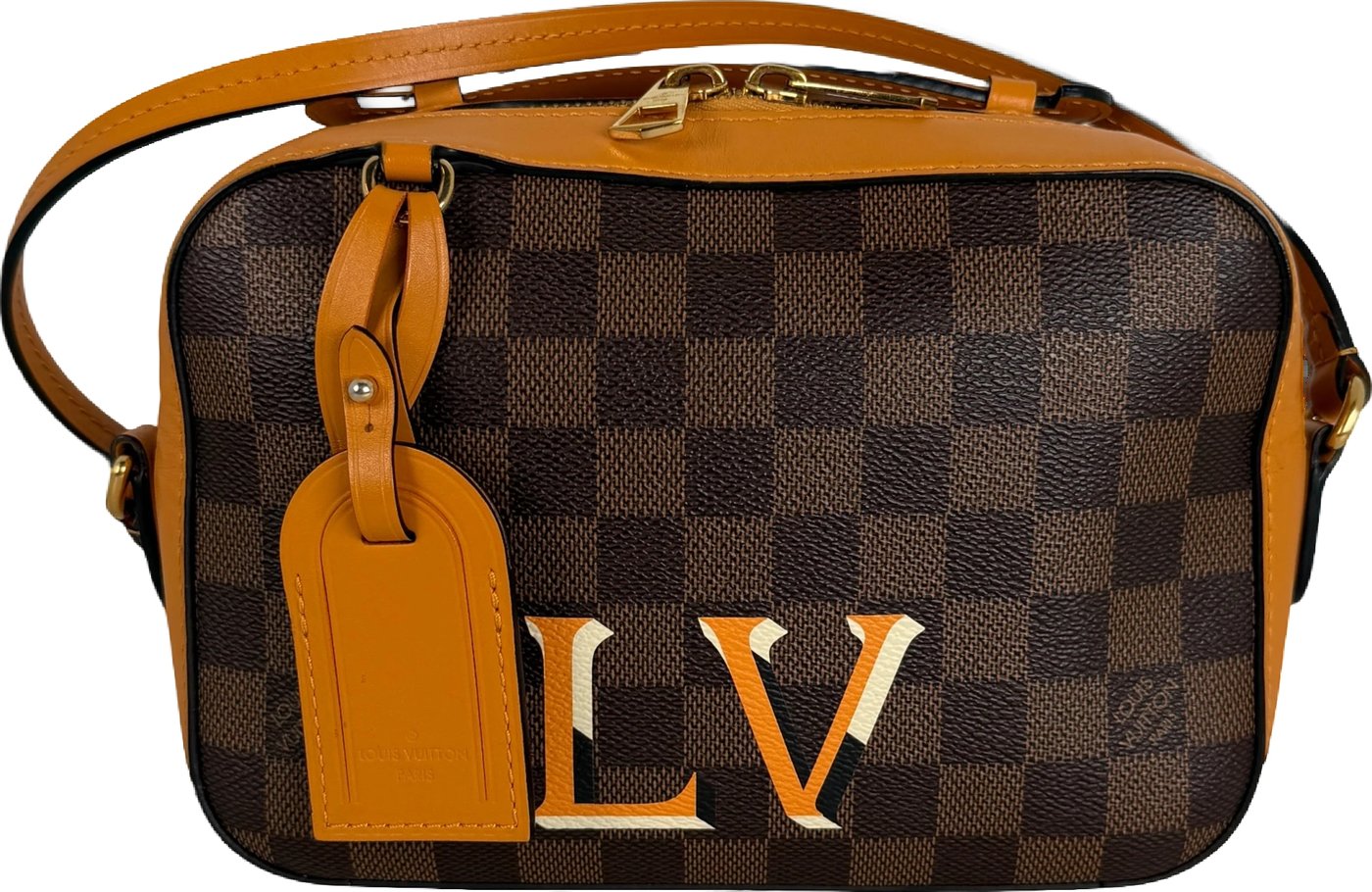 Louis Vuitton Santa Monica Damier Ebène Canvas Safran Orange Gold