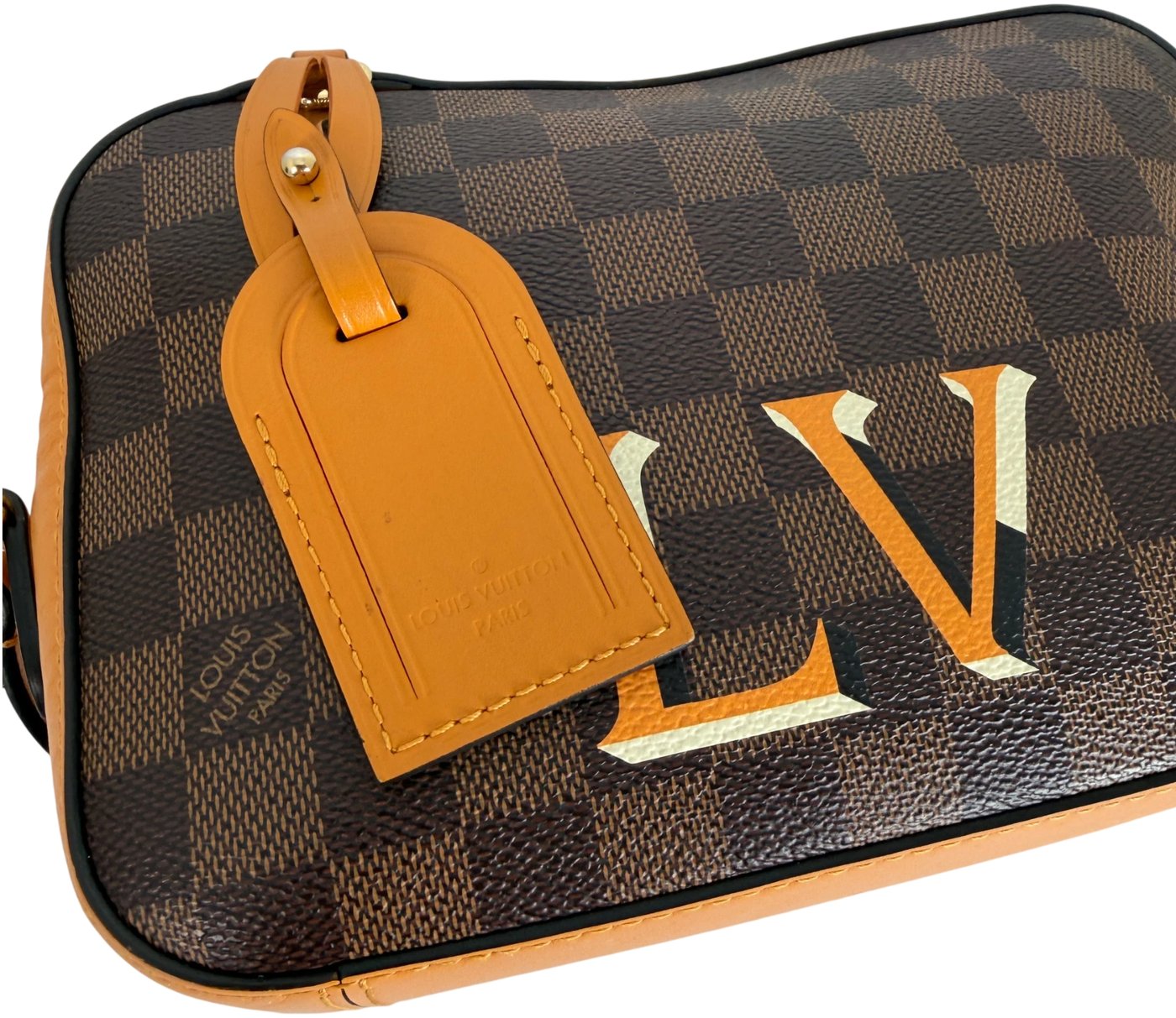 Louis Vuitton Santa Monica Damier Ebène Canvas Safran Orange Gold