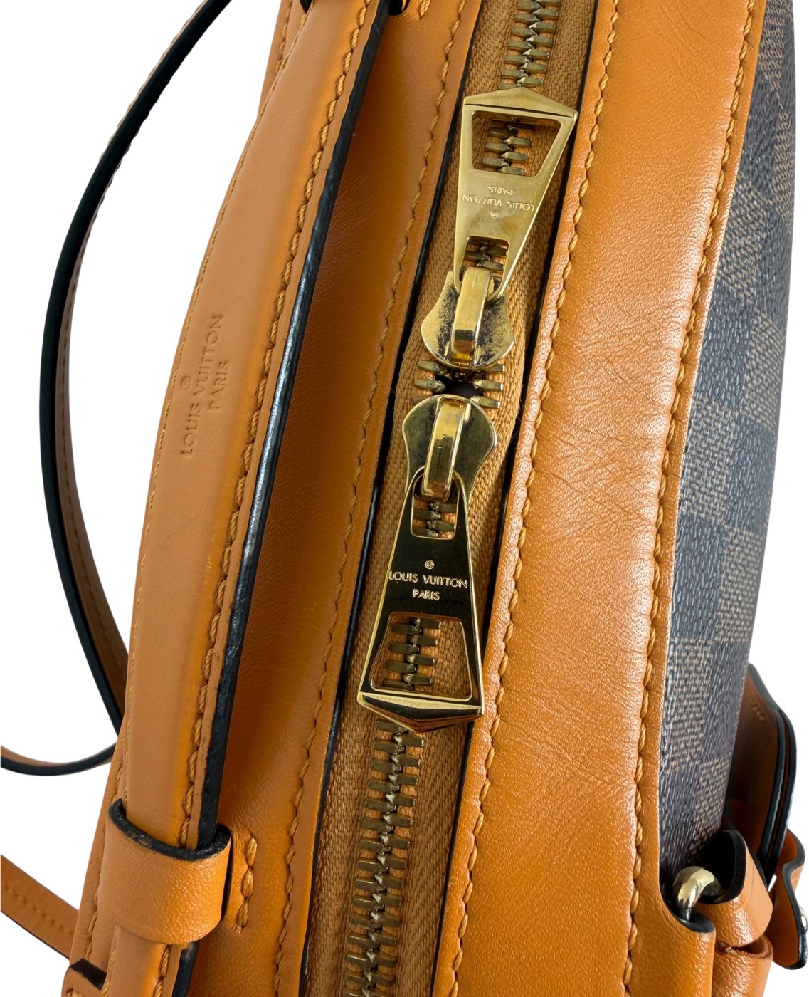 Louis Vuitton Santa Monica Damier Ebène Canvas Safran Orange Gold