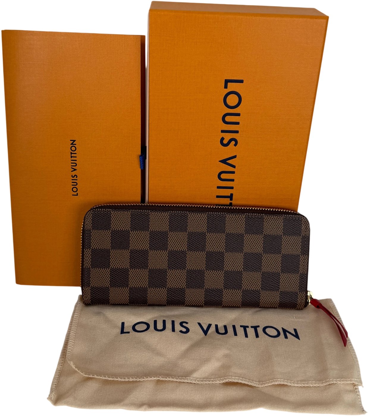 Louis Vuitton Portefeuille Clémence Damier Ebène Coquelicot Red