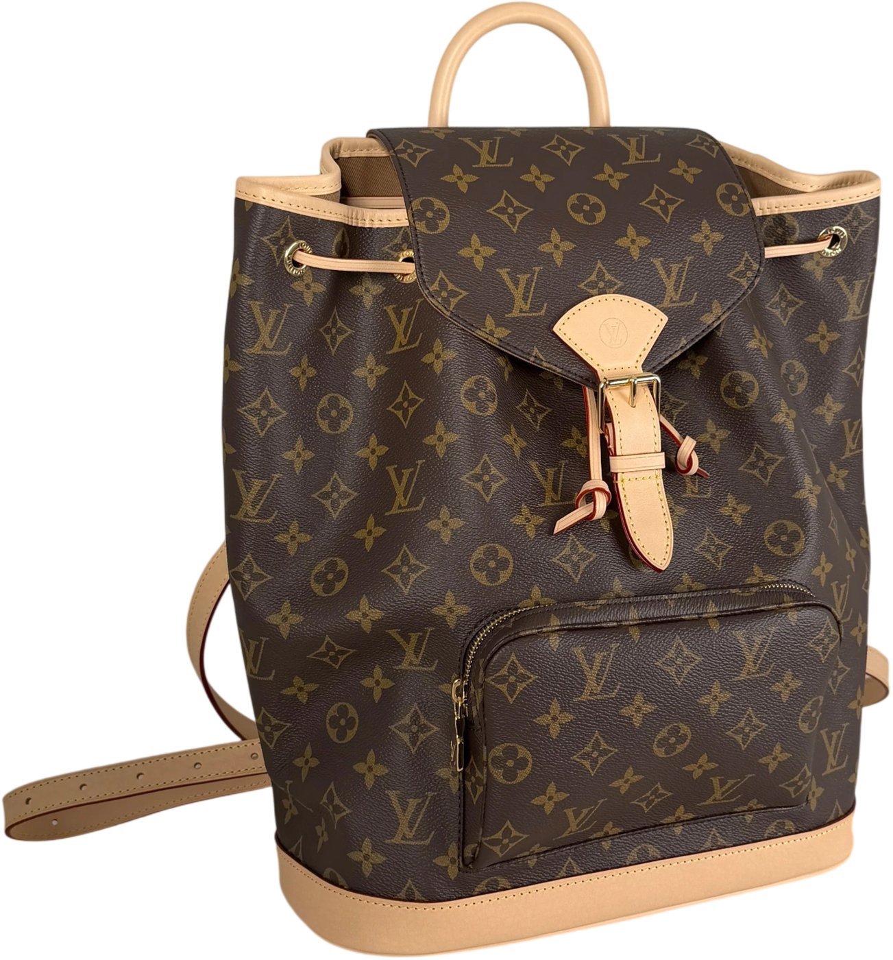 Louis Vuitton Montsouris MM Backpack Monogram Canvas Vachetta Gold